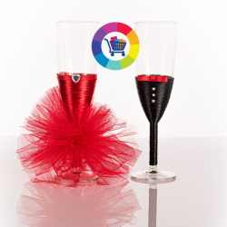 2 Flûtes à champagne rouge personnalisées