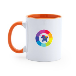 Mug bicolore orange personnalisé