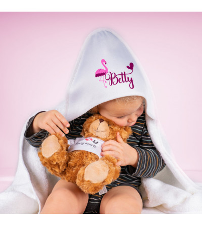 Cape de bain blanche à capuche – Personnalisée