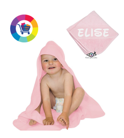 Cape / sortie de bain rose à capuche personnalisée