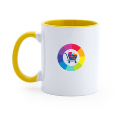 Mug bicolore jaune personnalisé