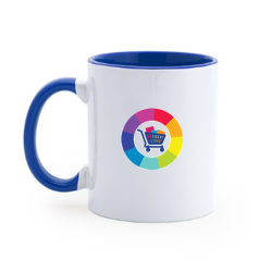 Mug bicolore bleu personnalisé