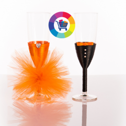 2 Flûtes à champagne orange personnalisées