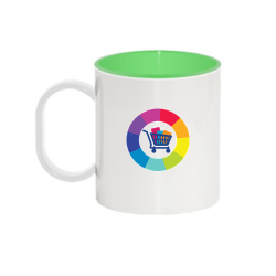 "RUPTURE" Mug bicolore vert en plastique personnalisé