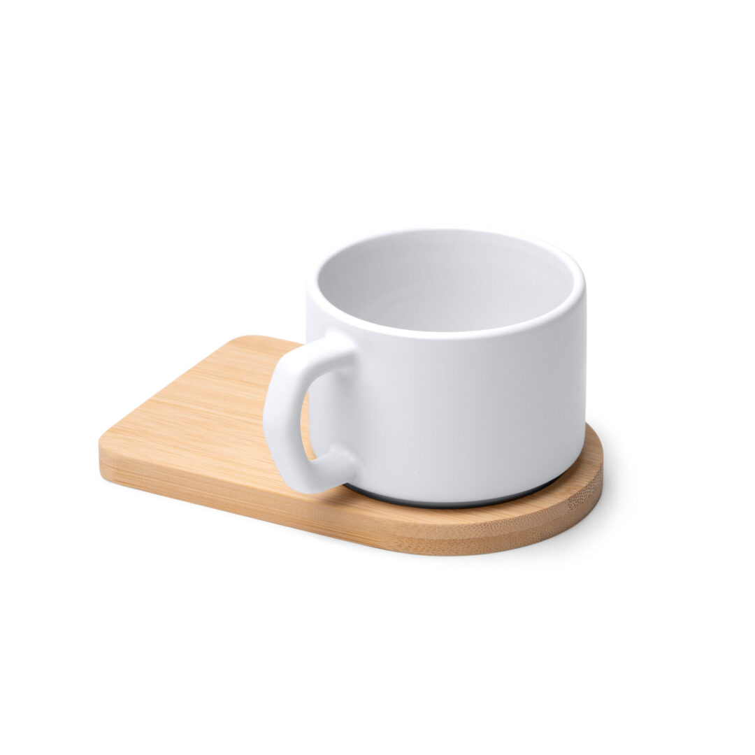 Mug Sublimation 180 ml avec Plateau Bois – Tasse Blanche Personnalisable