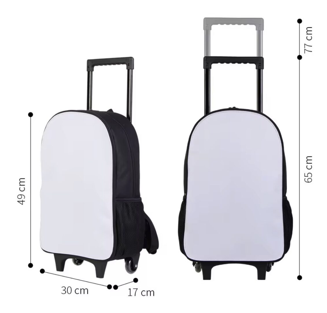 Sac à dos à roulettes personnalisable pour sublimation – Cartable chariot enfant – Image 3