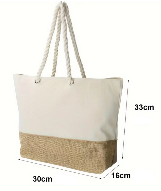 Sac en coton et jute avec anses en corde – Sac réutilisable et écologique – Image 3