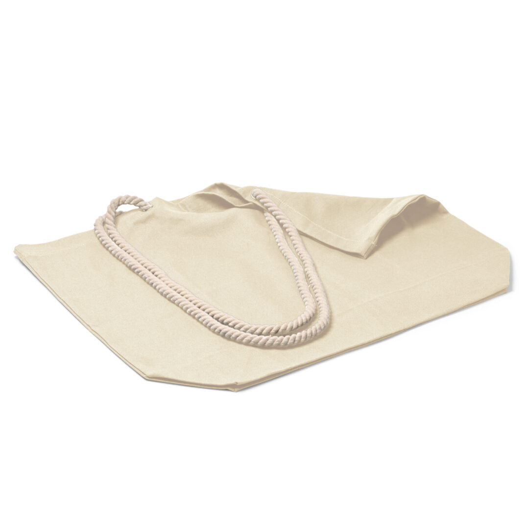 Sac de plage beige avec anse en corde – Sac estival pratique et élégant – Image 3