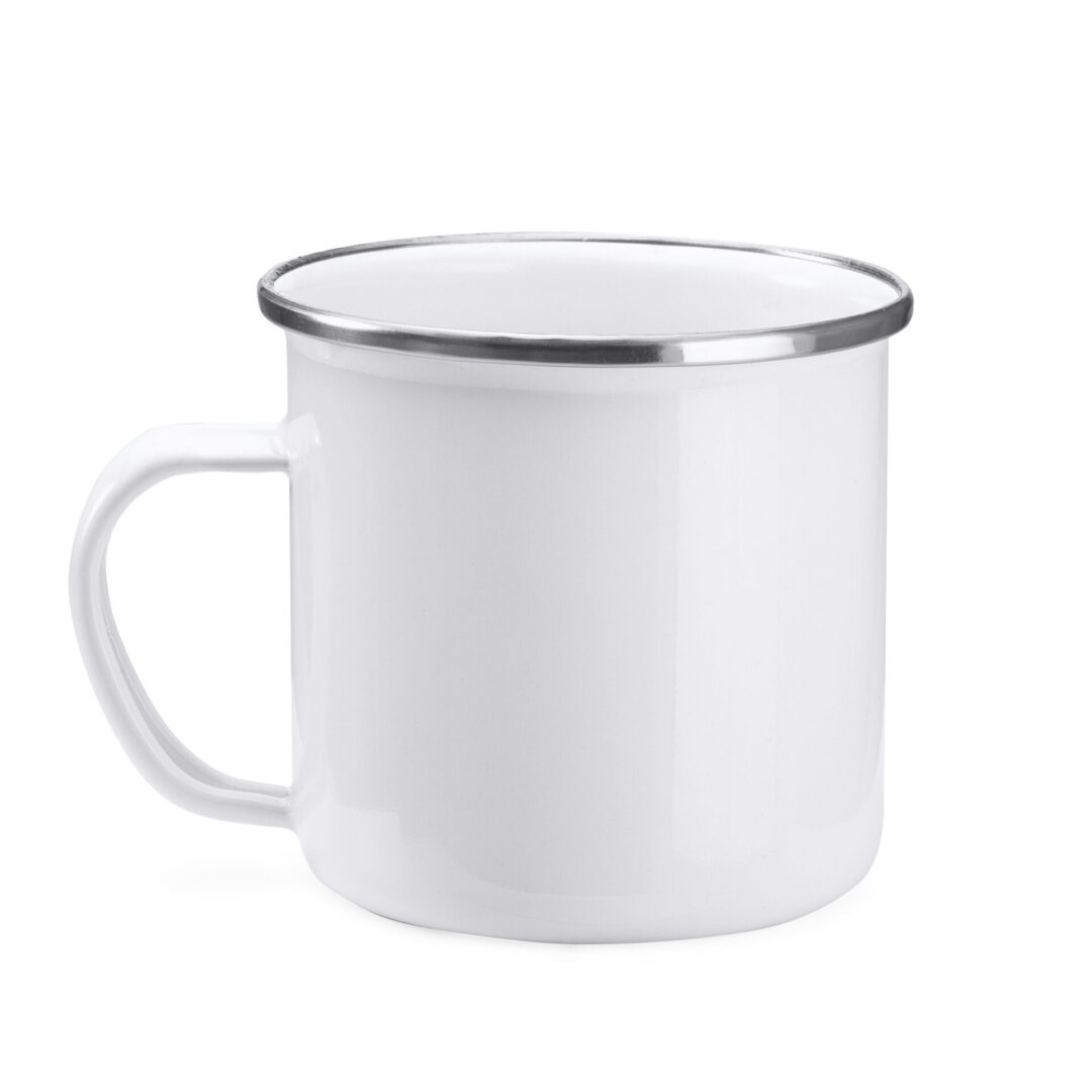 Mug Acier émaillée 350 ml Bord Argenté – Tasse Métal Personnalisable Sublimation | Premium & Durable