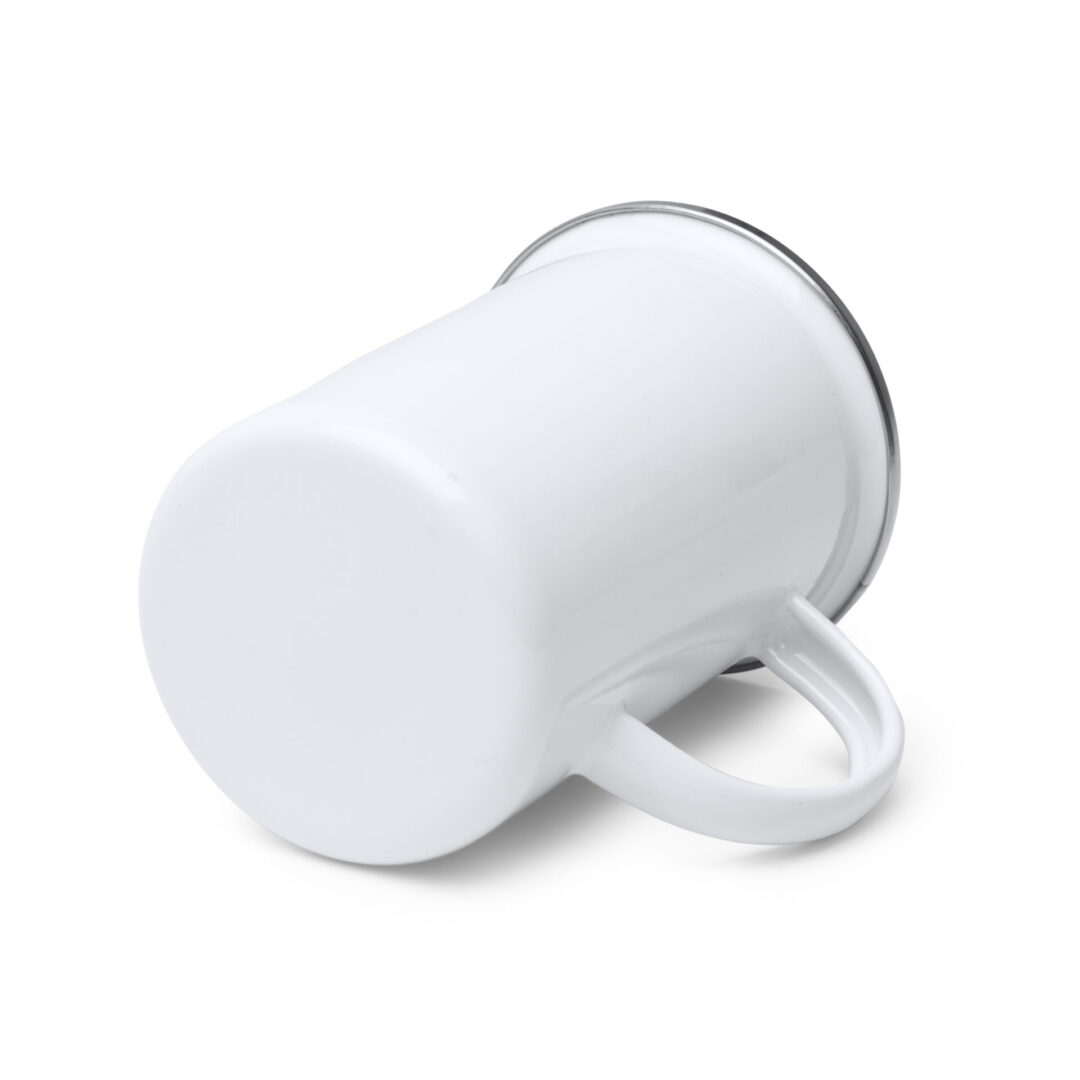 Mug Acier émaillée 380 ml Bord Argenté – Tasse Métal Blanc Spécial Sublimation | Premium & Incassable – Image 3