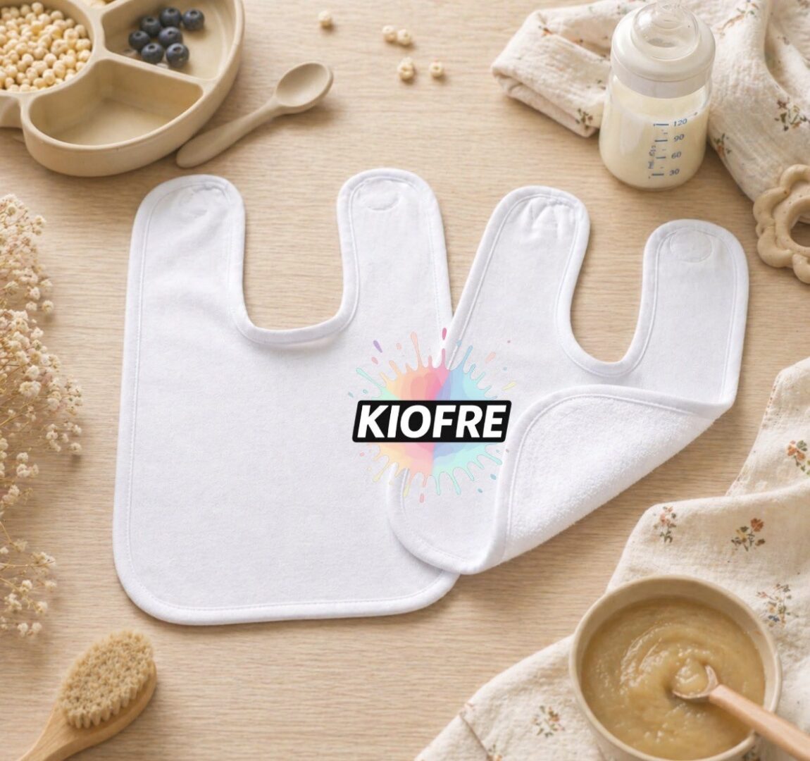 Bavoir bébé à personnaliser sublimation – Polyester touché coton avec fermeture scratch