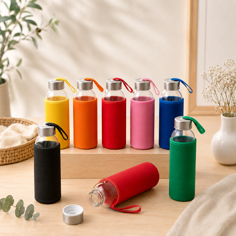 Bouteille / bidon 500 ml en verre et néoprène