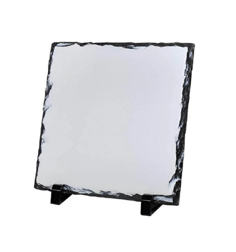 Bloc Ardoise Carré 20 x 20 cm – Surface Blanche Sublimation – Bordures Naturelles