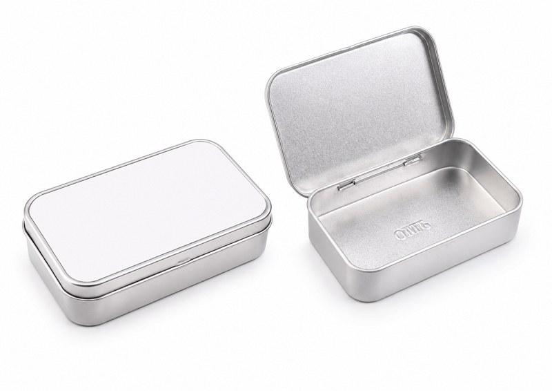 Boîte métallique en aluminium avec plaque de sublimation – 10 x 6 x 2,5 cm – Boîte à bons points personnalisable