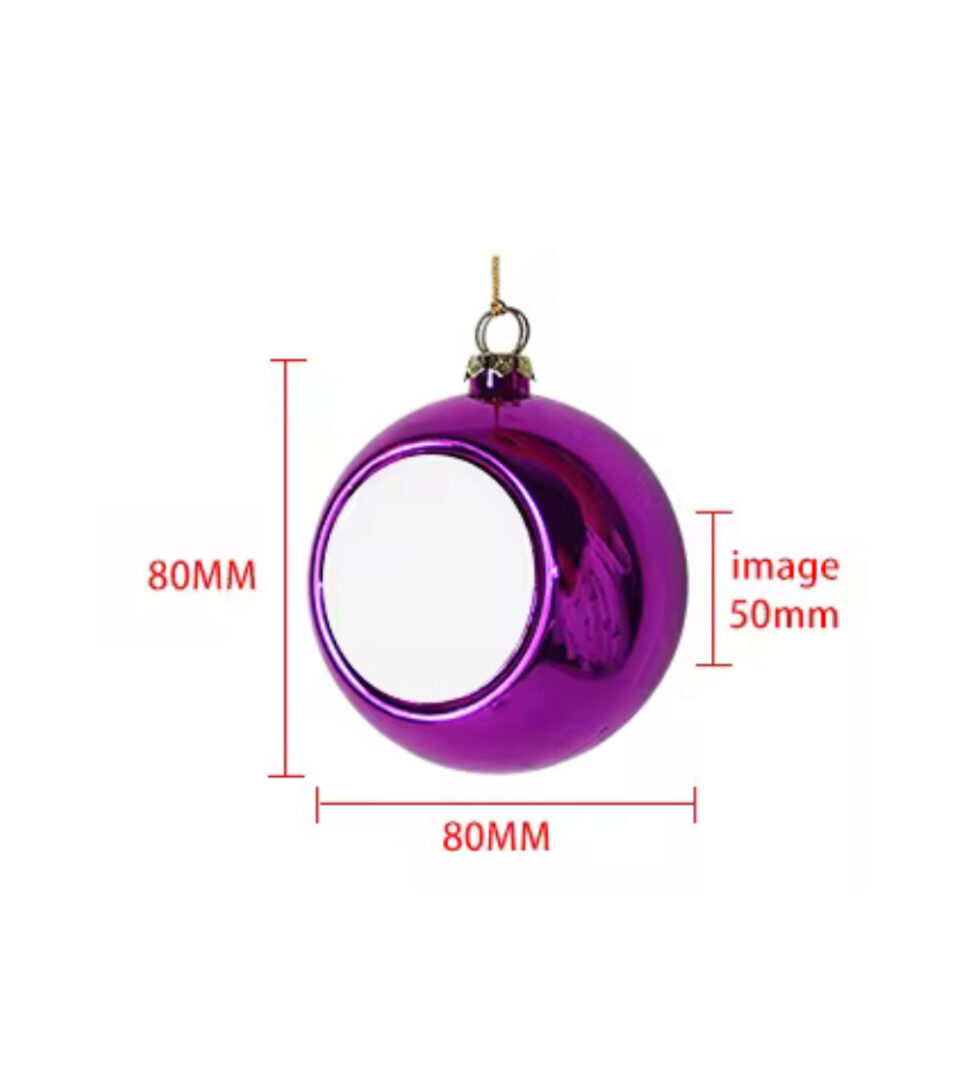 Boule de Noël 8 cm pour Sublimation avec Plaque Aluminium – Personnalisable – Image 2