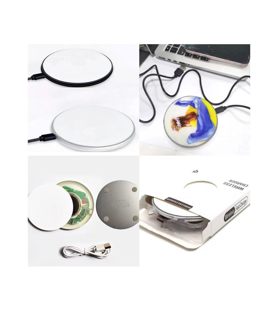 Chargeur Sans Fil USB Rond pour Sublimation Compatible Recharge par Induction
