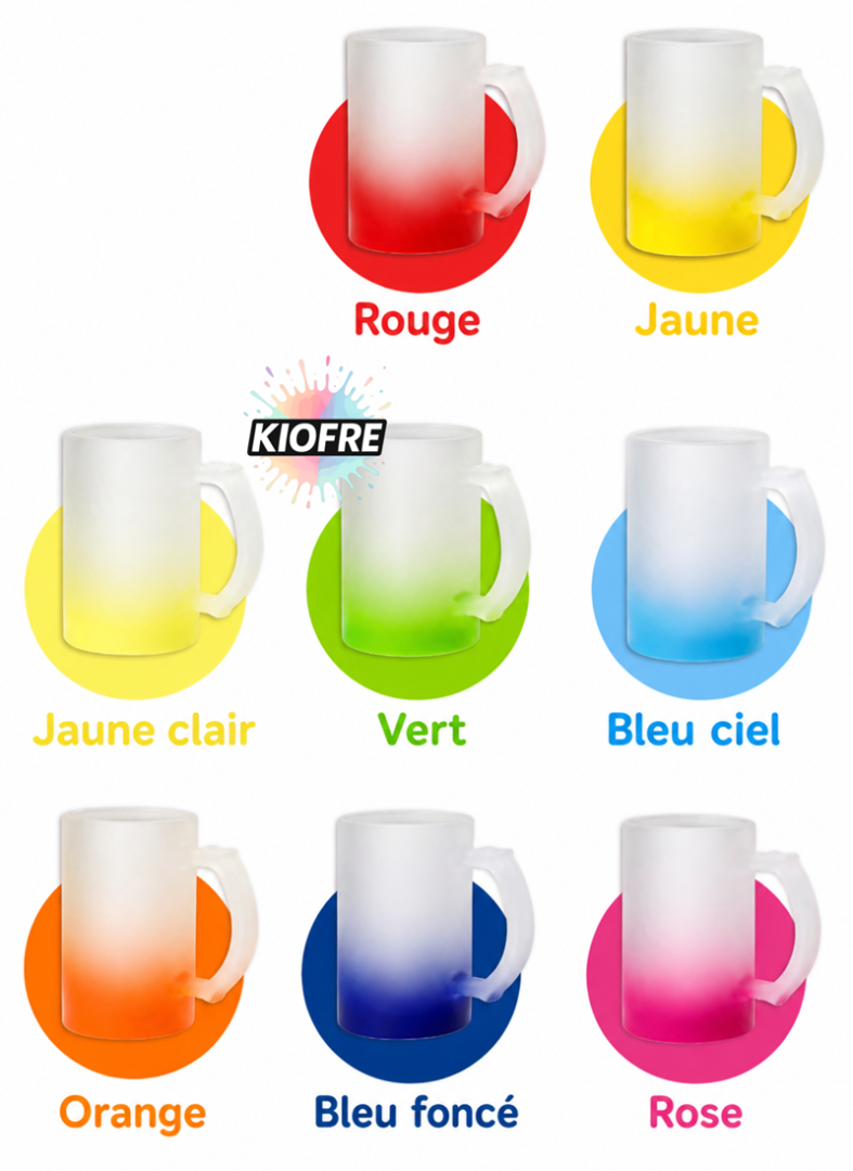 Chope de bière en verre givré dégradé 470 ml pour sublimation – Image 4