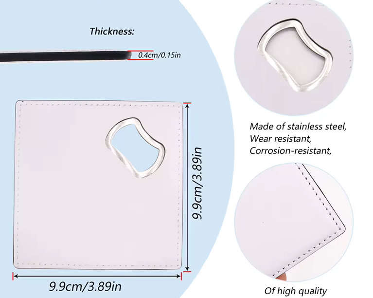 Décapsuleur similicuir – Dessous de verre sublimation blanc – Image 3