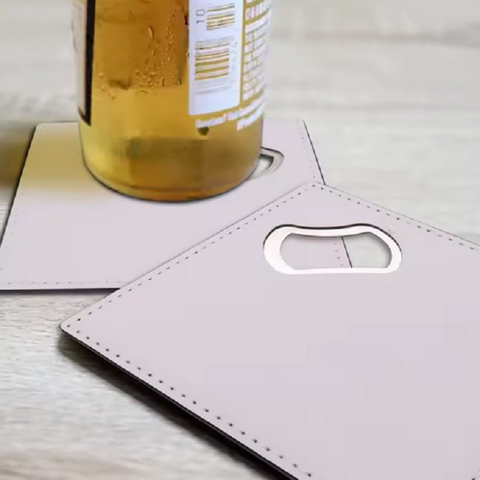 Décapsuleur similicuir – Dessous de verre sublimation blanc – Image 2