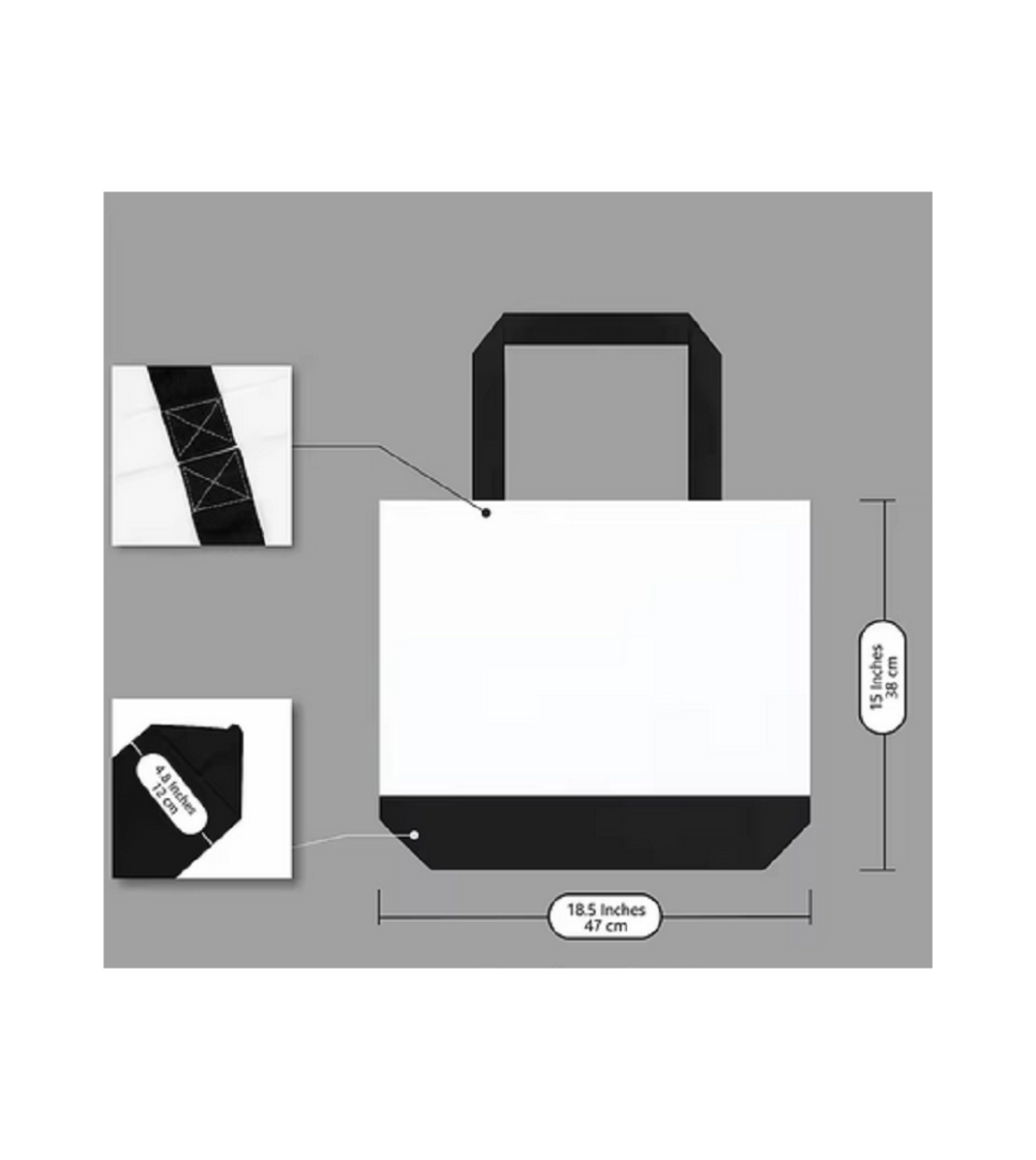 Ensemble Sac et Pochette pour Sublimation Blanc Noir – Tote Bag Personnalisable Polyester – Image 3