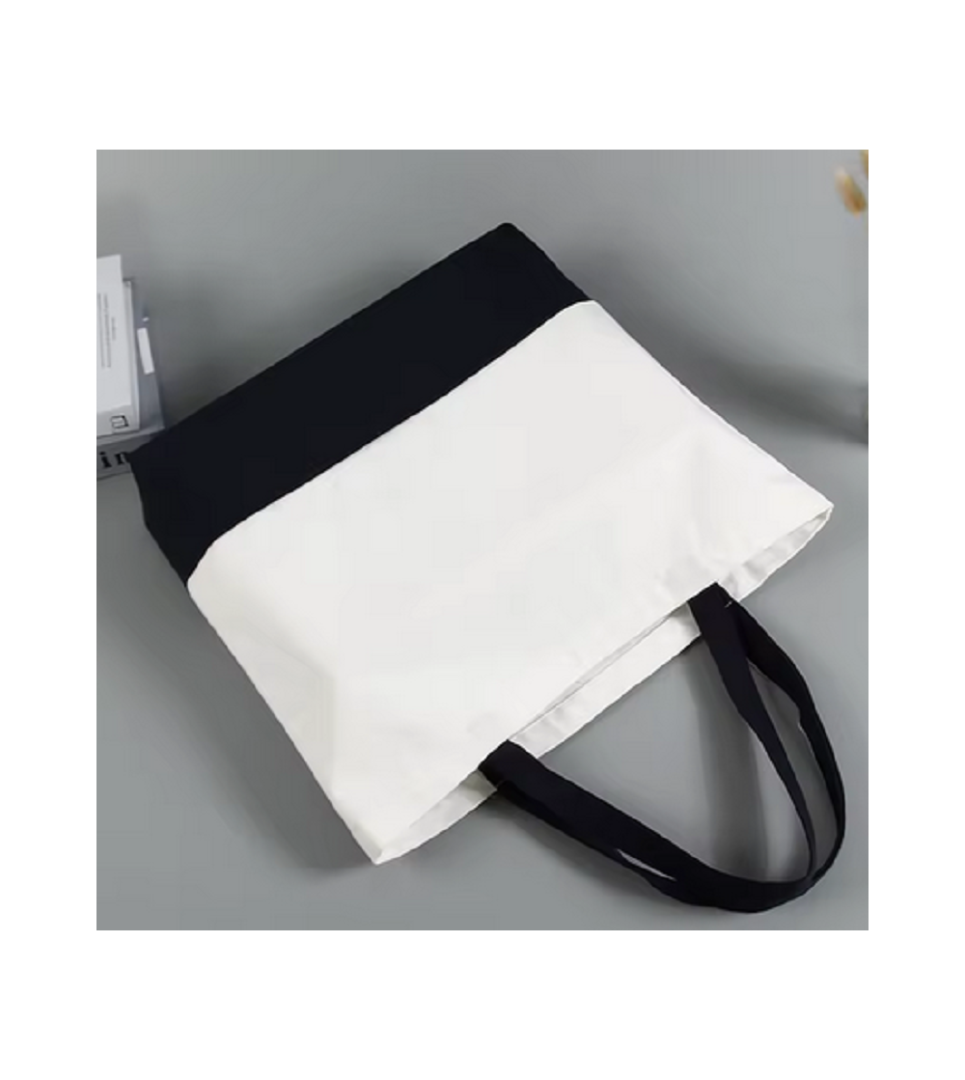 Ensemble Sac et Pochette pour Sublimation Blanc Noir – Tote Bag Personnalisable Polyester – Image 2