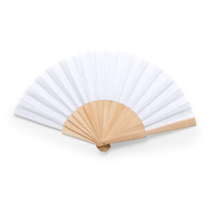 Éventail en polyester et bois pour sublimation – 42,5 x 23 cm – Livré avec boîte