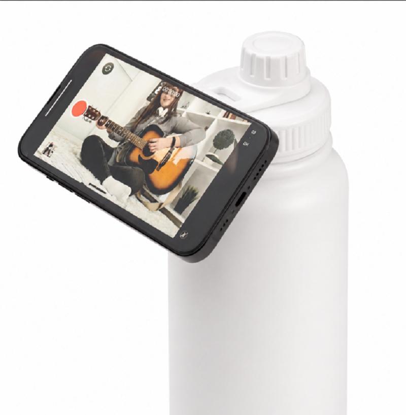 Gourde magnétique 1 L pour sublimation – Isotherme inox double paroi avec support magnétique pour smartphone