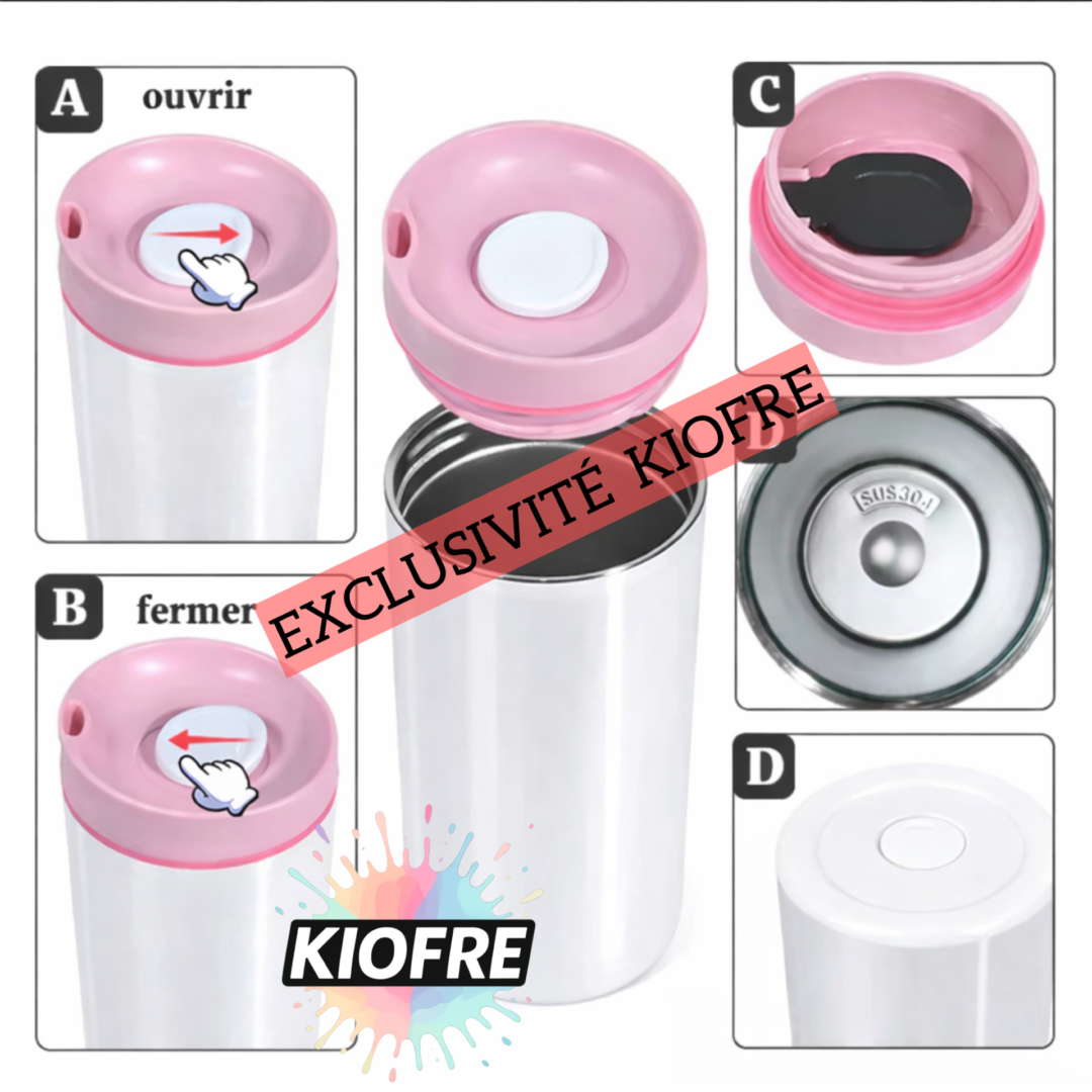 Gourde thermos 600ml sublimation avec bouton coulissant | Exclusivité Kiofre – Image 3