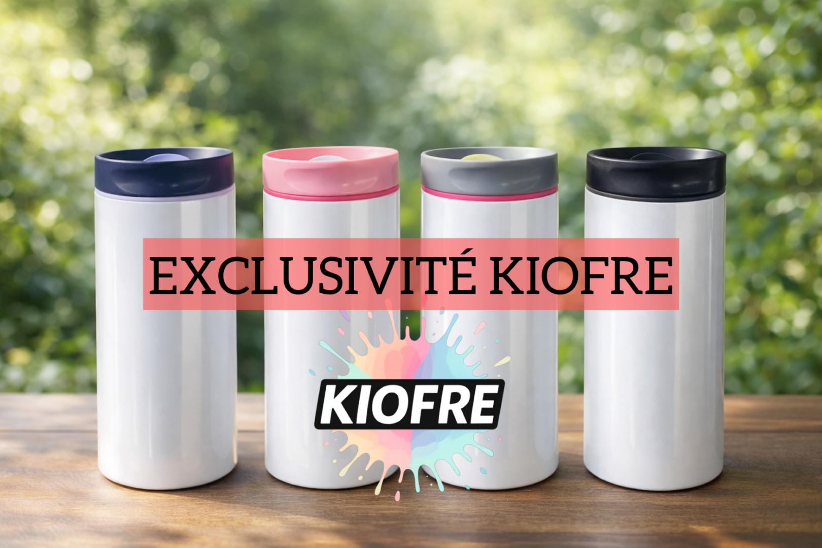 Gourde thermos 600ml sublimation avec bouton coulissant | Exclusivité Kiofre
