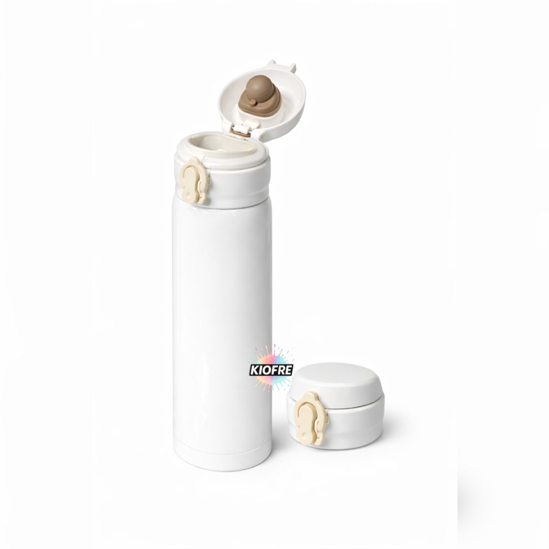 Gourde thermos 450 ml en inox 304 – Sublimation personnalisable avec bouchon sécurisé