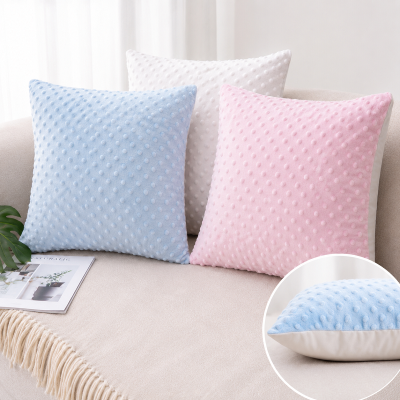 Housse de coussin Minky 40 x 40 cm pour sublimation – Une face blanche imprimable – Fermeture éclair