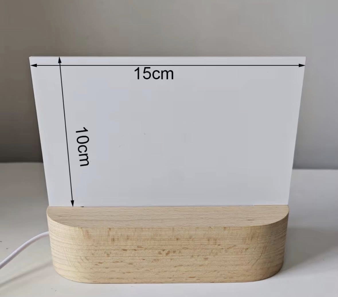 Lampe veilleuse LED sublimation avec plaque acrylique et socle bambou USB – Image 2