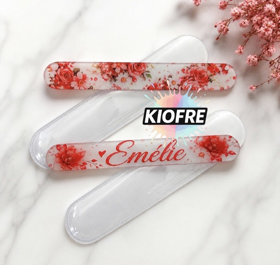 Lime à ongles en verre dépoli sublimable – 9 x 1,3 cm – Livrée avec pochette – Image 2