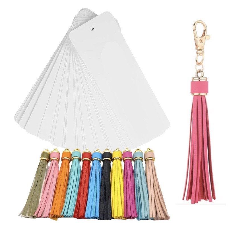 Marque page aluminium & pompon similicuir pour sublimation