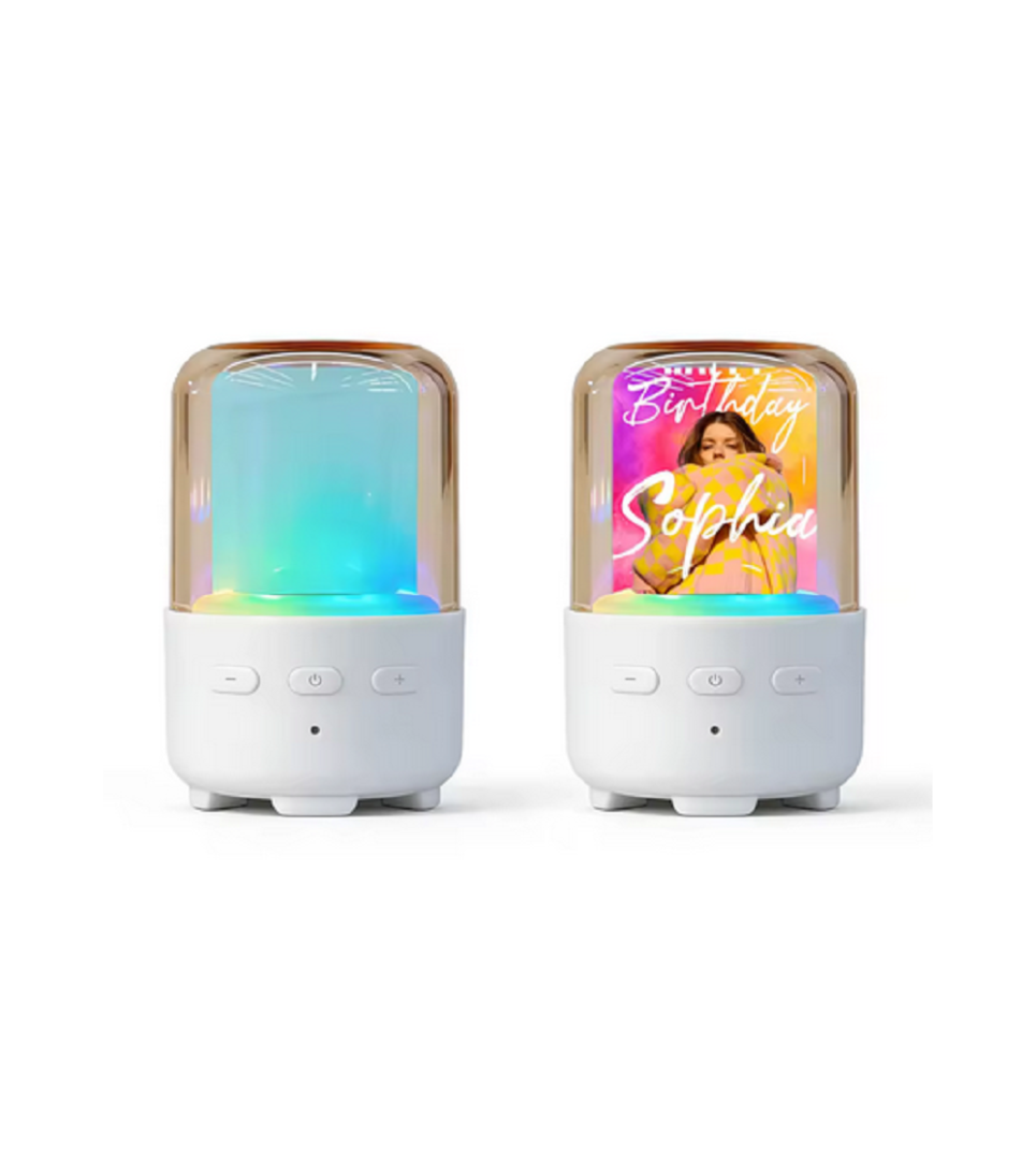 Mini enceinte Bluetooth LED pour sublimation 4x6 cm – Haut-parleur personnalisable avec lumière multicolore – Image 7