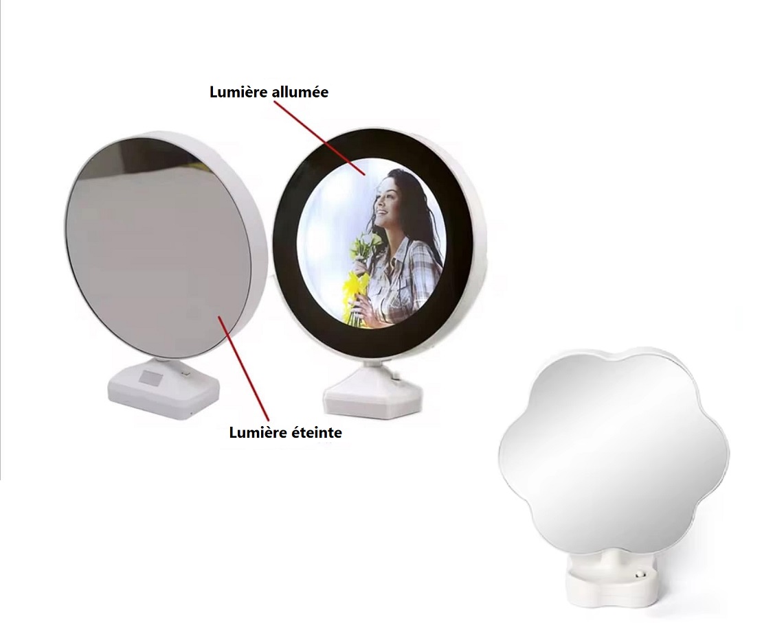 Cadre miroir veilleuse magique LED 3 en 1 pour sublimation – Personnalisable – Décoration personnalisable