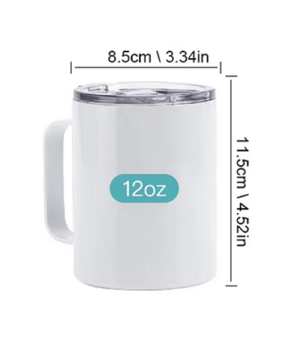 Mug acier inoxydable double paroi 12 oz personnalisable avec couvercle – sublimation – Image 2
