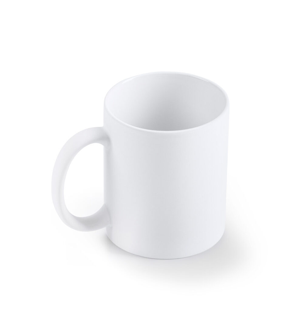 Mug en céramique mat blanc 350 ml pour sublimation – Compatible presse à mug et four – Image 2