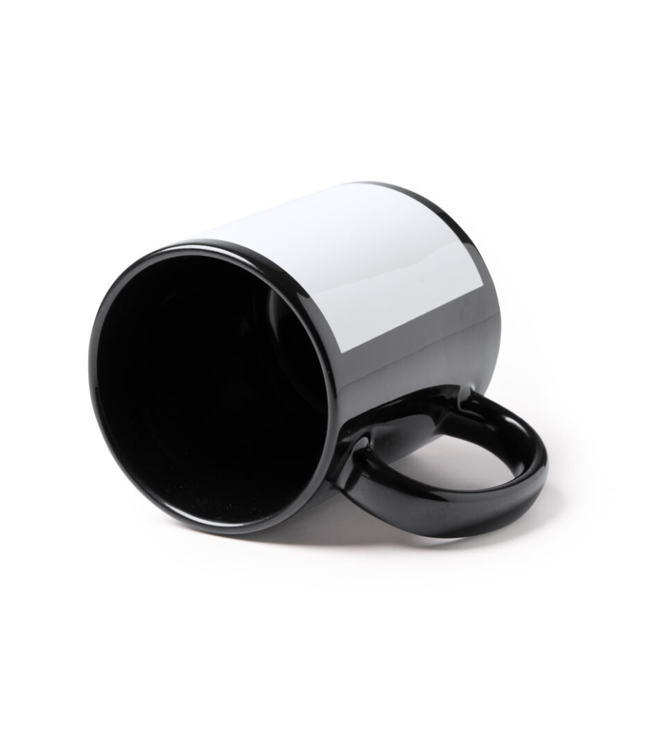 Mug en céramique noir avec cadre blanc – 350 ml – Spécial sublimation – Image 2