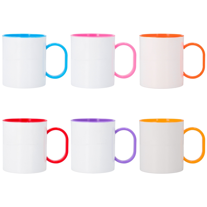 Mug Polymère 11oz Intérieur & Anse Colorés – Tasse Légère Spécial Sublimation | Incassable & Haute Définition