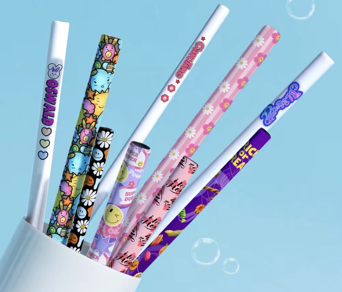 Paille en acier inoxydable sublimable – 21,5 cm, 26 cm et 31,5 cm