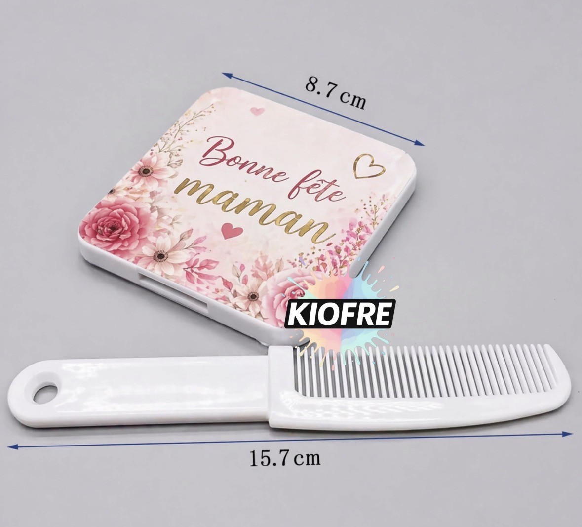 Miroir à main avec peigne intégré – Support sublimation – Image 4