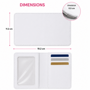 Porte-cartes avec fenêtre transparente pour sublimation – Blanc – Personnalisable