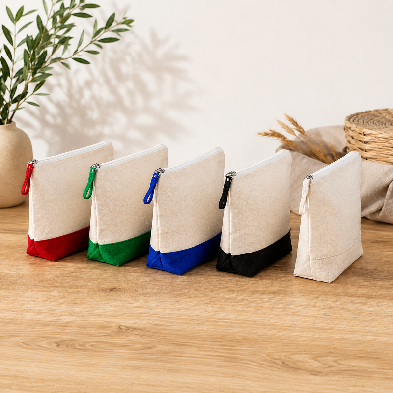 Trousse / pochette coton bicolore – Personnalisable