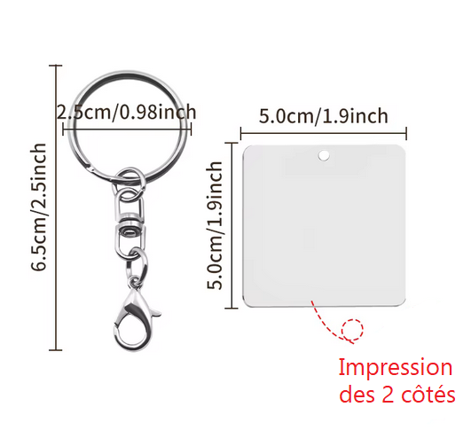 Porte-clés carré aluminium sublimation – Personnalisable HD – Image 2