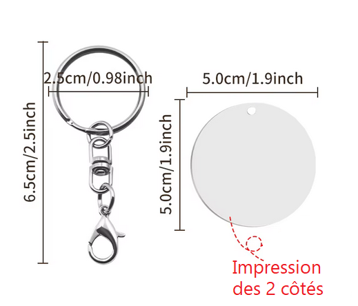 Porte-clé rond en aluminium – Personnalisable sublimation – Image 2
