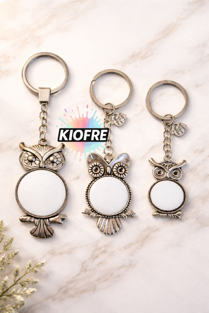 Porte-Clé Métal Hibou Chouette pour Sublimation Personnalisable