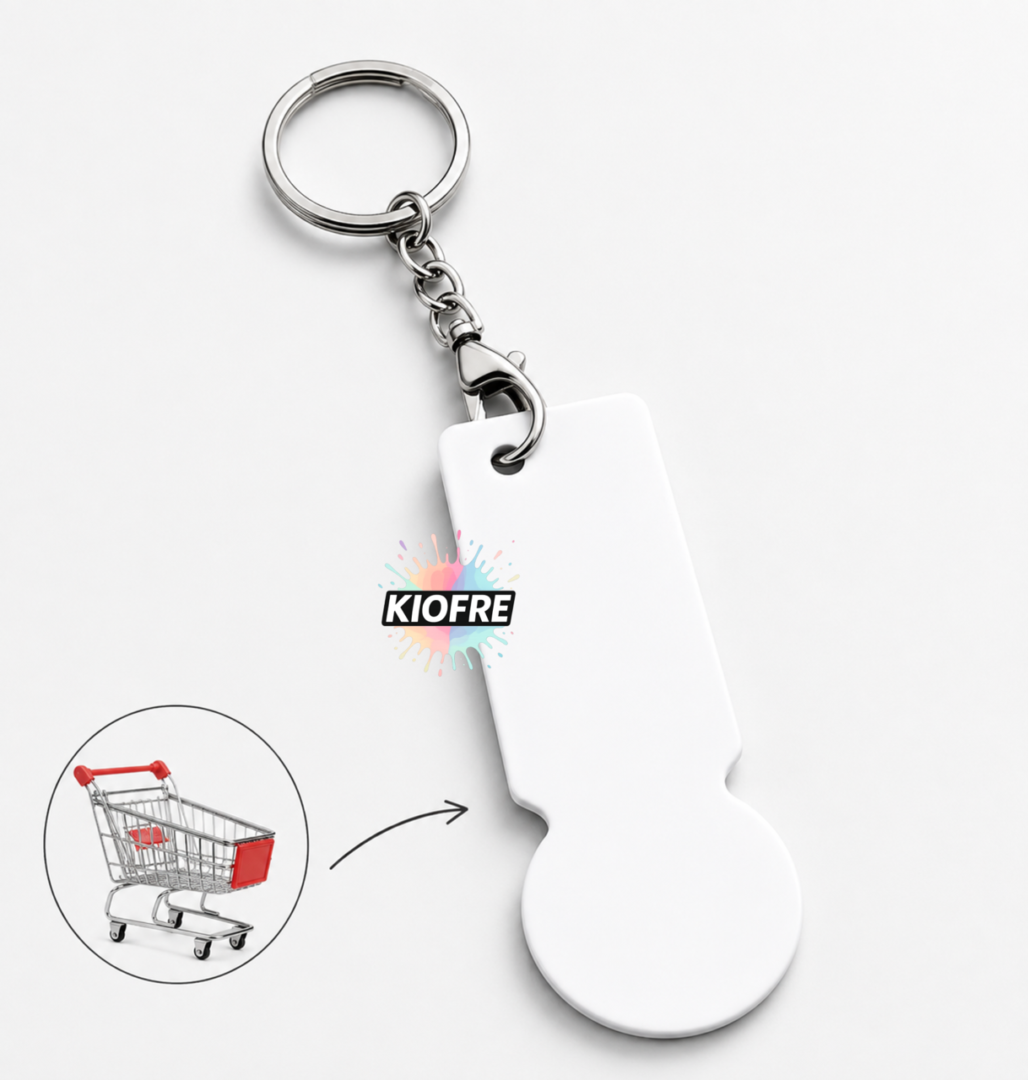 Porte-clé jeton caddie en aluminium – Personnalisable par sublimation