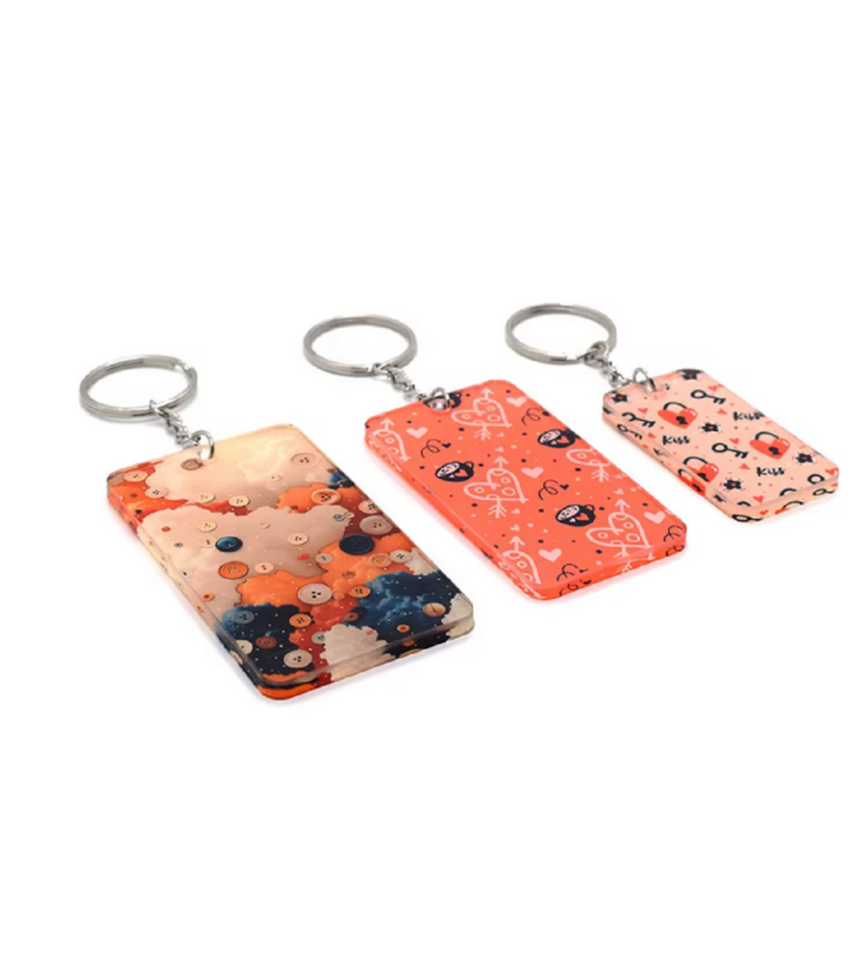 Porte-clés acrylique sublimation blanc brillant S M L – Plaques personnalisables avec anneau métal – Image 2