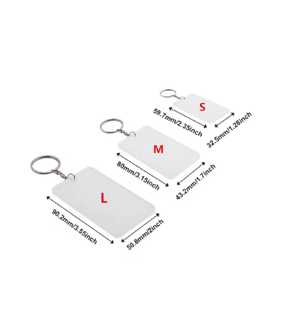 Porte-clés acrylique sublimation blanc brillant S M L – Plaques personnalisables avec anneau métal